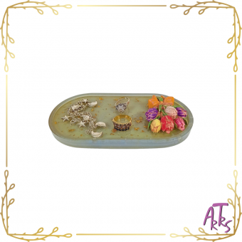 Bandeja decorativa em resina com flores